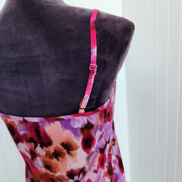 Clear Sky Multicolor Floral Adjustable Spagetti Strap Tank Top Stretch Size M - Picture 6 of 10